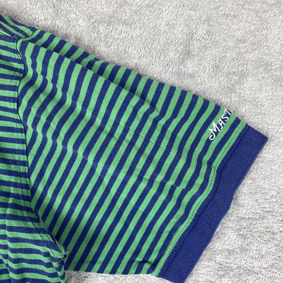 Masters Shirt Mens Large Blue Green Striped PGA Golf Polo Augusta Logo - Picture 5 of 16